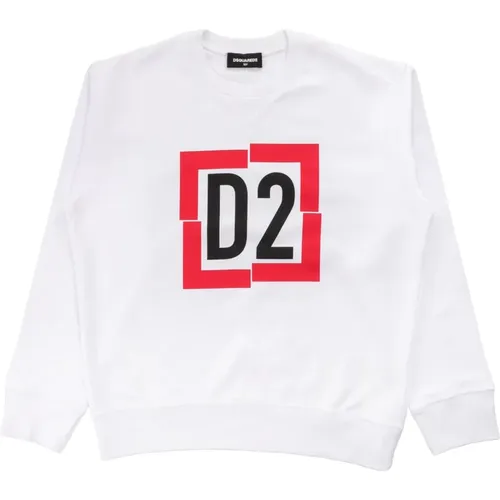 Kinder Weißer Sweatshirt Regular Fit Baumwolle - Dsquared2 - Modalova