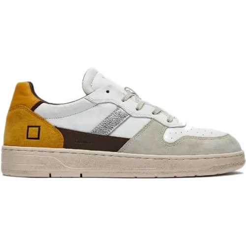 Vintage Calf White-Ocher Sneakers , Herren, Größe: 45 EU - D.a.t.e. - Modalova