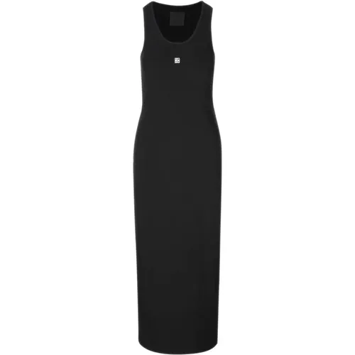 Schwarzes figurbetontes Kleid mit 4G Metallstück,Geripptes Strickkleid mit 4G-Motiv - Givenchy - Modalova