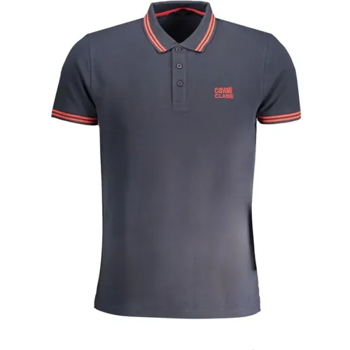 Blau Baumwoll-Poloshirt mit Kurzen Ärmeln , Herren, Größe: 2XL - Cavalli Class - Modalova