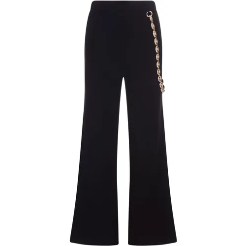 Wide-Leg Trousers with Gold-Finish Chain Belt , female, Sizes: XS - Paco Rabanne - Modalova