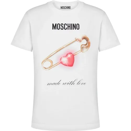 Logo Print Crewneck T-shirt , female, Sizes: L, XS, M, S - Moschino - Modalova