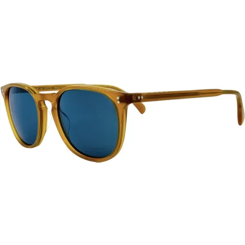 Vintage Quadratische Sonnenbrille Bernstein Blau - Oliver Peoples - Modalova