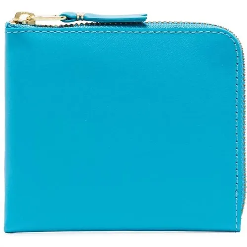 Blaue Leder-Reißverschlussbrieftasche , Herren, Größe: ONE Size - Comme des Garçons - Modalova