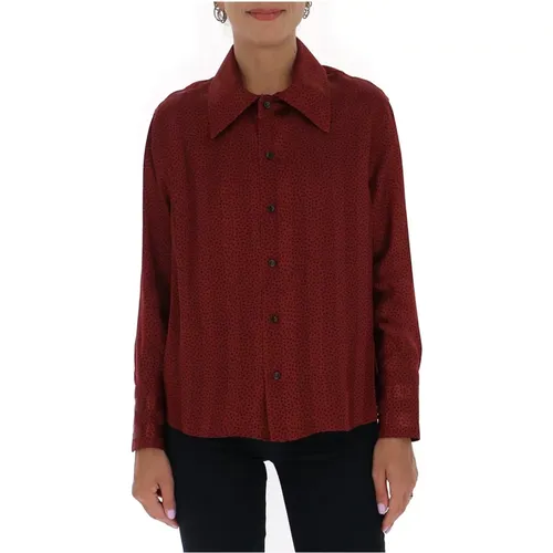 Rotes Seidenstreifen-Print-Shirt - Saint Laurent - Modalova