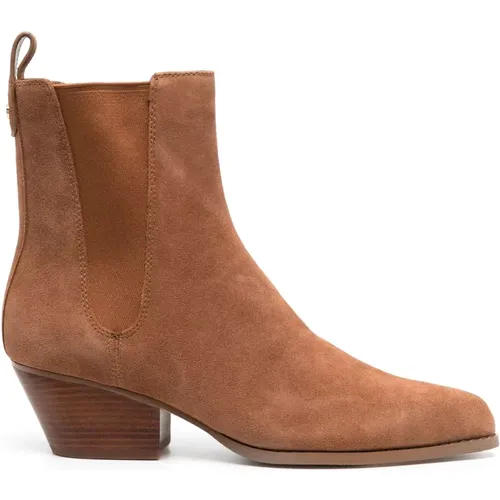 Braunes Leder Casual Knöchelstiefel , Damen, Größe: 38 EU - Michael Kors - Modalova