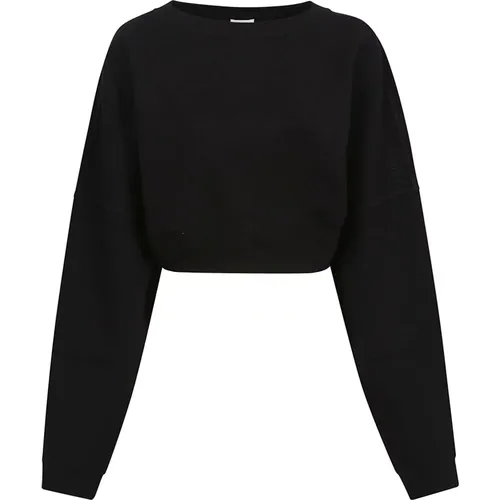 Schwarzer Cropped Pullover , Damen, Größe: L - Saint Laurent - Modalova