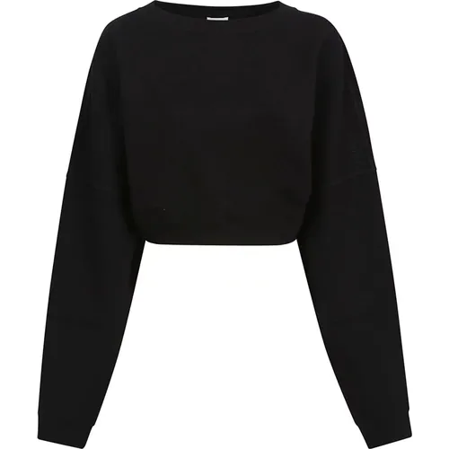 Schwarzer Cropped Pullover , Damen, Größe: M - Saint Laurent - Modalova