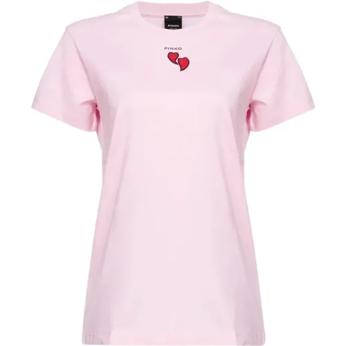 Casual Cotton T-Shirt for Women , female, Sizes: S, M - pinko - Modalova