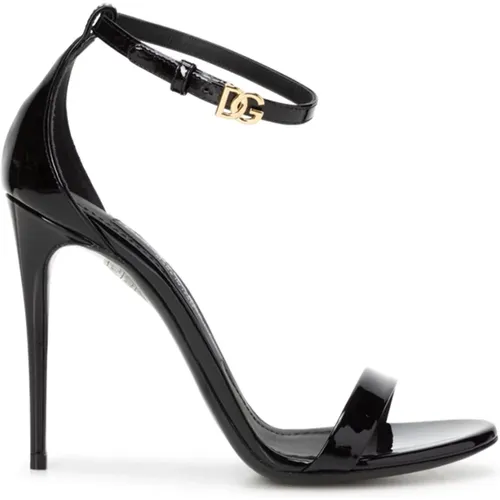 Schwarze Sandalen mit Kette und DG-Logo - Dolce & Gabbana - Modalova