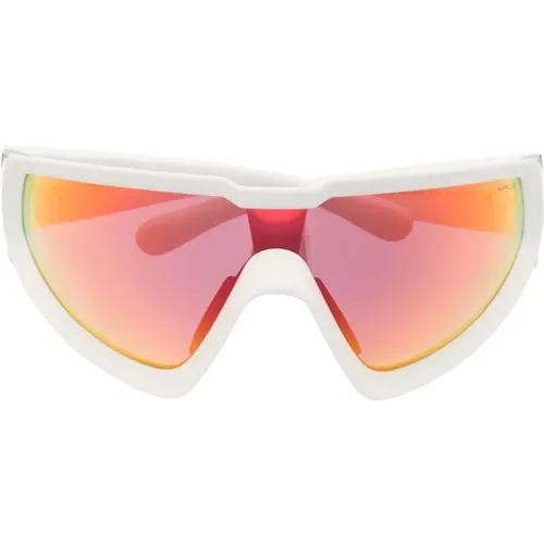 Sonnenbrille, Weiße Gläser, Ovaler Form, Orange Linse - Moncler - Modalova