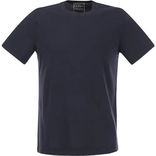 Baumwoll Rundhals T-Shirt , Herren, Größe: XL - Fedeli - Modalova