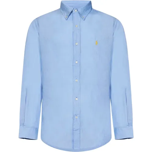 Hellblaues Leinenhemd mit Knopfleiste , Herren, Größe: XL - Polo Ralph Lauren - Modalova