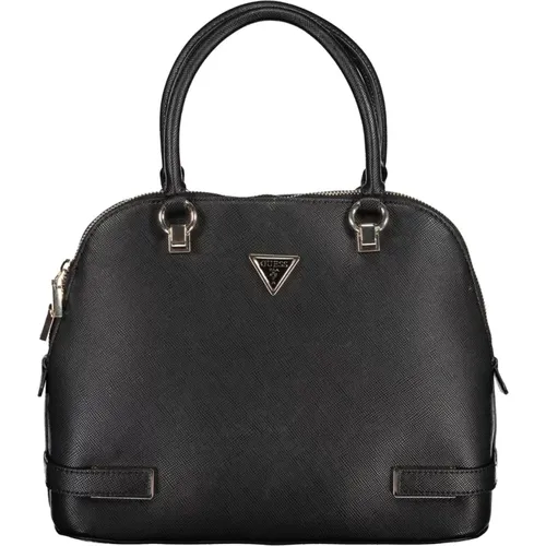 Schwarze Polyurethan-Handtasche mit Verstellbarem Riemen , Damen, Größe: ONE Size - Guess - Modalova