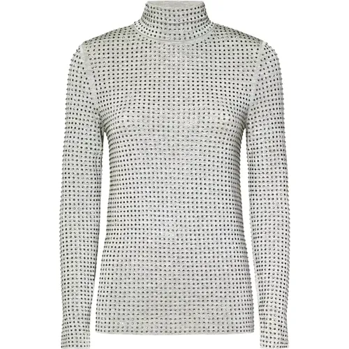 Grauer Pullover mit Strass , Damen, Größe: M - pinko - Modalova