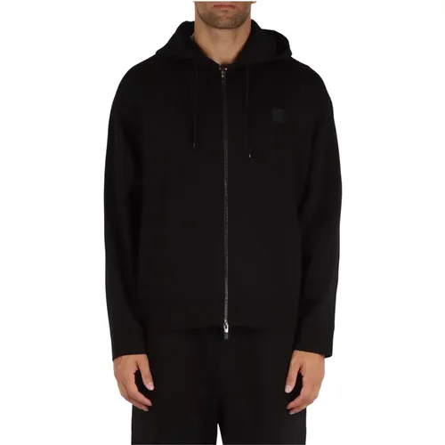 Baumwoll-Zip-Hoodie mit Frontlogo-Patch , Herren, Größe: S - Armani Exchange - Modalova