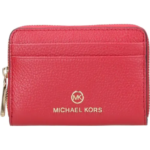Rote Geldbörse aus genarbtem Leder mit Kartenfächern , Damen, Größe: ONE Size - Michael Kors - Modalova