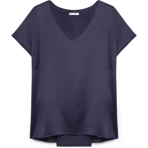 T-Shirt mit Satin-Vorderseite und Jersey-Rückseite , Damen, Größe: L - Fiorella Rubino - Modalova