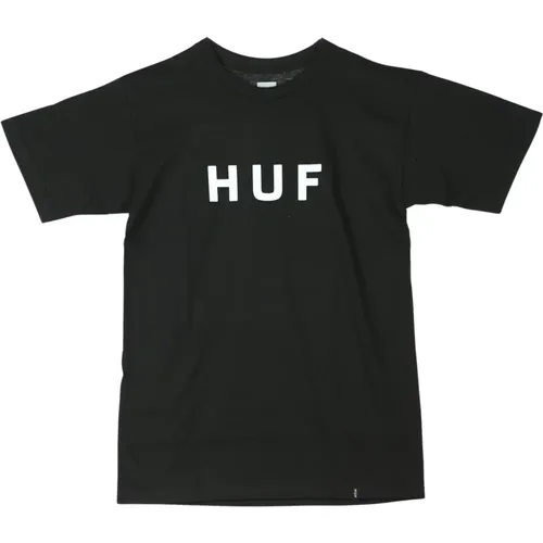 Schwarz/Weiß Logo Herren T-Shirt , Herren, Größe: S - HUF - Modalova