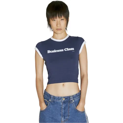 Cropped T-Shirt mit geprägtem Text , Damen, Größe: Xs/S - Eytys - Modalova