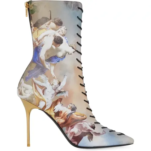Uria ankle boots in Sky print leather - Balmain - Modalova