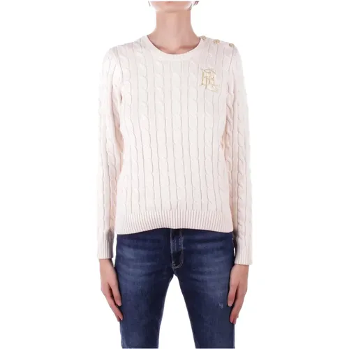 Pullover Logo Vorderseite Knopfdetails , Damen, Größe: L - Ralph Lauren - Modalova