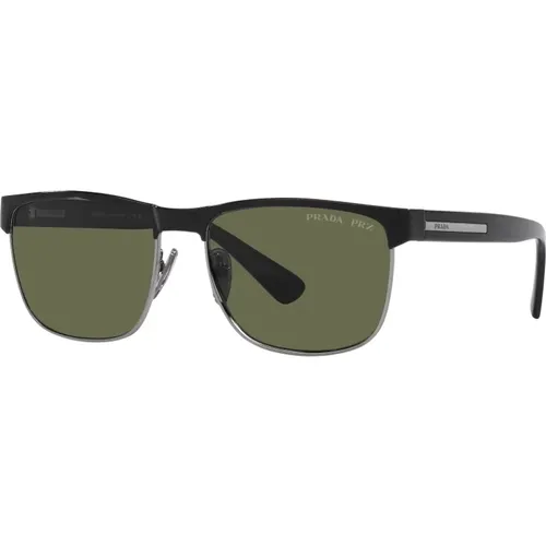 Gunmetal /Green Sonnenbrille , Herren, Größe: 58 MM - Prada - Modalova