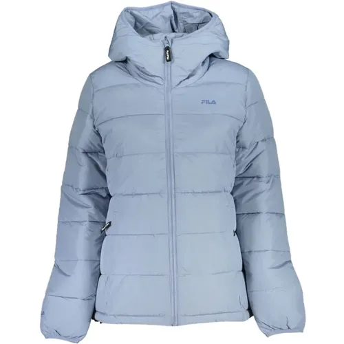 Blaue Kapuzenjacke mit Taschen , Damen, Größe: XS - Fila - Modalova