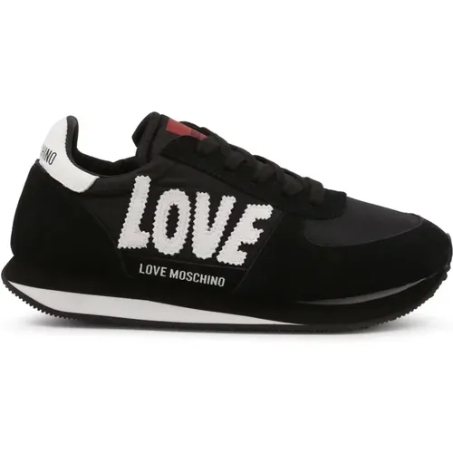 Bestickte runde Zehen Sneakers , Damen, Größe: 36 EU - Love Moschino - Modalova