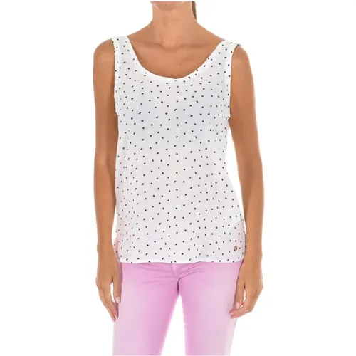 Weiße ärmellose Bluse mit Sternenmuster , Damen, Größe: M - Armani Jeans - Modalova