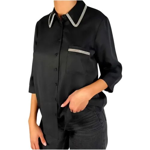 Women's Shirt with Rhinestone Collar , female, Sizes: S - Kocca - Modalova