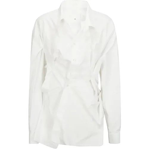 Asymmetric Hem Long-Sleeve Shirt with Pocket , female, Sizes: S - Maison Margiela - Modalova