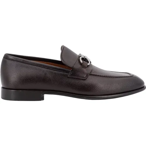 Braune Lederslipper Mandelzehen - Salvatore Ferragamo - Modalova