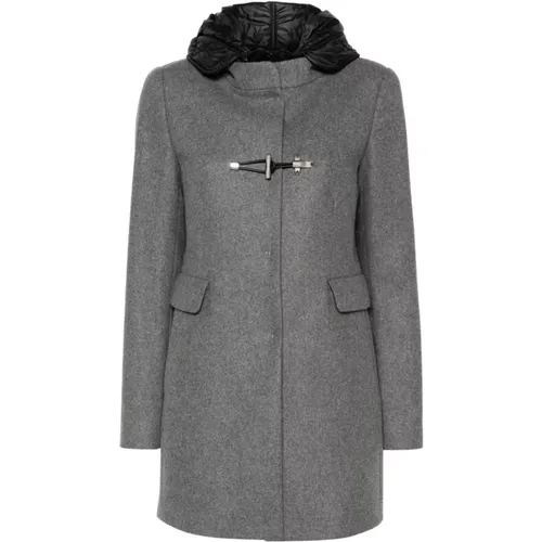 Grey Wool Blend Toggle Coat , female, Sizes: XL, S, XS, L, M - Fay - Modalova