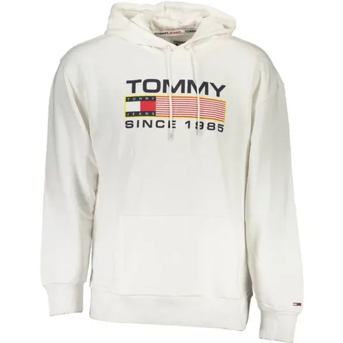 Kapuzenpullover Weiß Langarm Bestickt , Herren, Größe: M - Tommy Hilfiger - Modalova