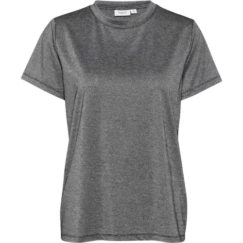 Schwarzes Regular T-Shirt Top , Damen, Größe: M - Saint Tropez - Modalova