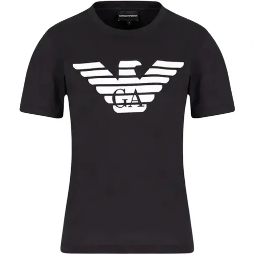 Adler Logo Print Bio-Baumwoll T-shirt - Emporio Armani - Modalova