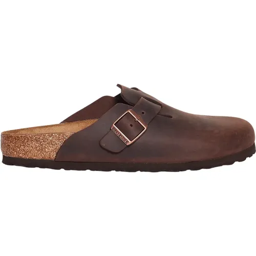 Braune Leder Sabot Clogs , Damen, Größe: 41 EU - Birkenstock - Modalova