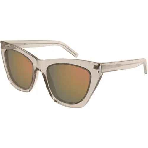 Transparent Nude Acetate Sunglasses with Copper Lenses , female, Sizes: 55 MM - Saint Laurent - Modalova