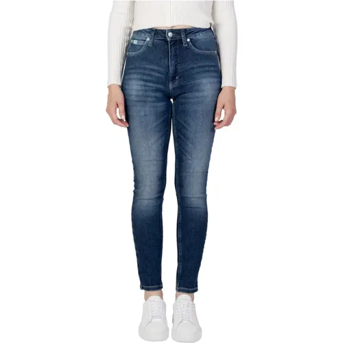 Blaue Reißverschluss Knopf Jeans Damen , Damen, Größe: W24 L30 - Calvin Klein Jeans - Modalova