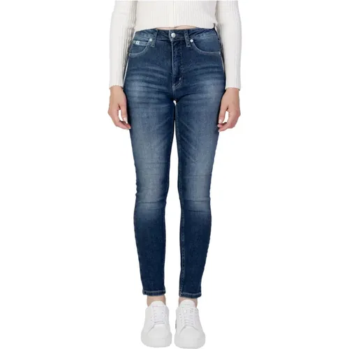 Blaue Reißverschluss Knopf Jeans Damen , Damen, Größe: W30 - Calvin Klein Jeans - Modalova