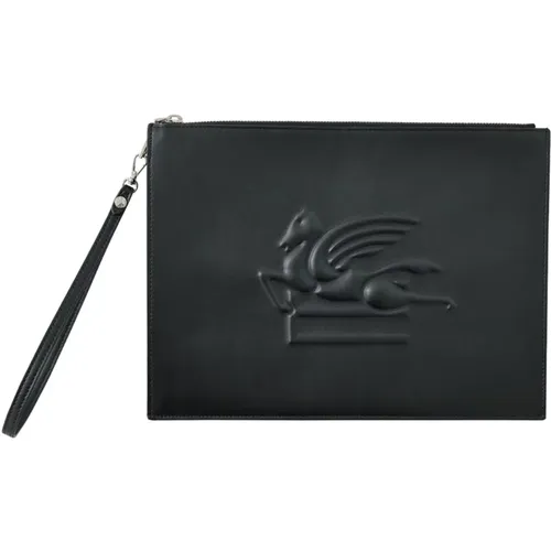 Schwarze Leder Pegasus Clutch Tasche - ETRO - Modalova