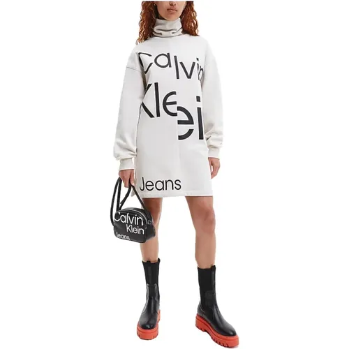Disturbed Logo Roll Short Dress , female, Sizes: L - Calvin Klein - Modalova