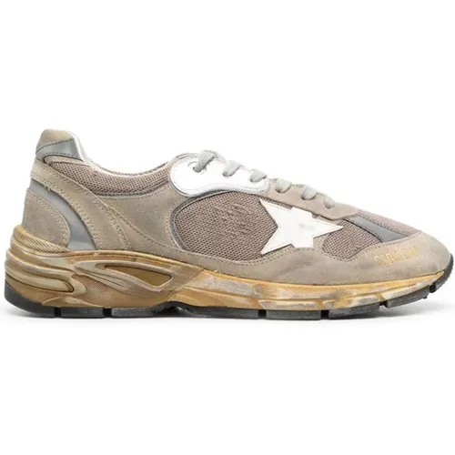 Taupe Silver White Running Dad Sneakers - Golden Goose - Modalova