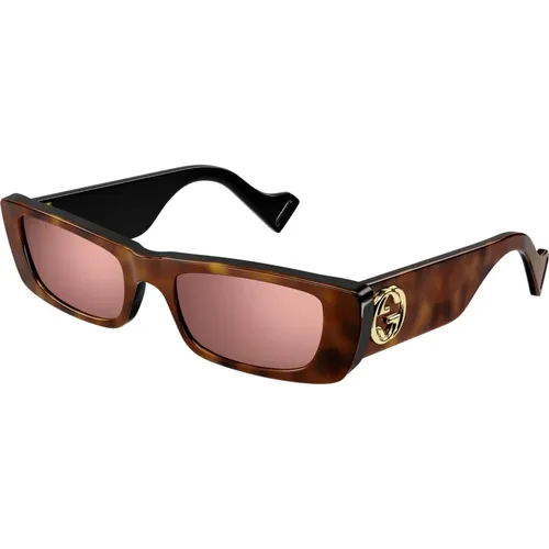 Stylische Sonnenbrille in Havana/Rosa , Damen, Größe: 52 MM - Gucci - Modalova