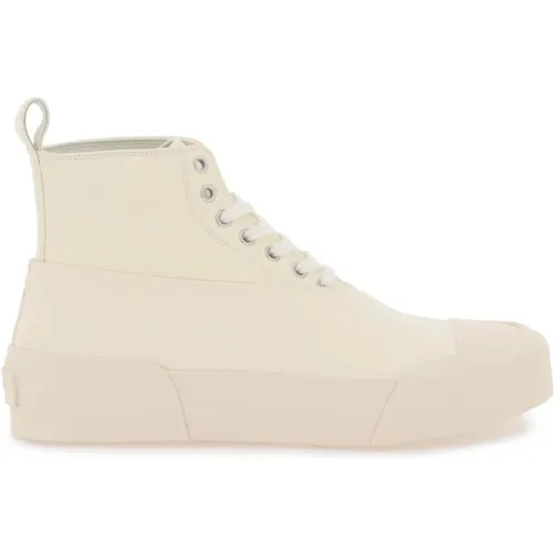 Leder High-Top Sneakers mit Wildleder-Einsatz , Damen, Größe: 35 EU - Jil Sander - Modalova