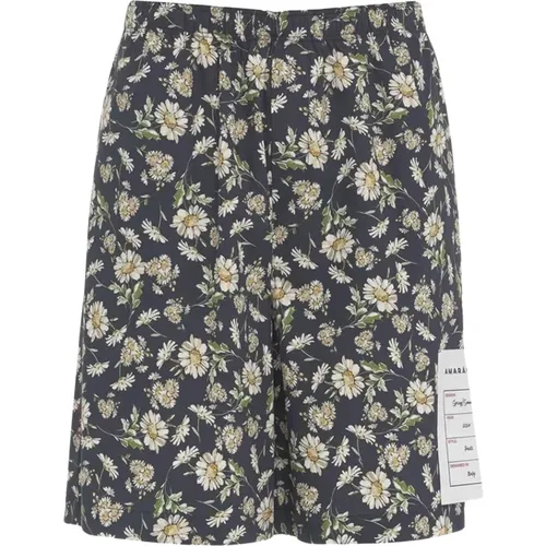 Floral Print Elastic Waist Bermuda Shorts , male, Sizes: L, S, M - Amaránto - Modalova