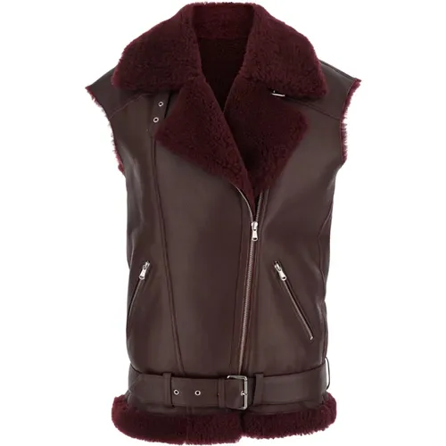 Ärmellose Shearling-Mantel in Bordeaux - Federica Tosi - Modalova