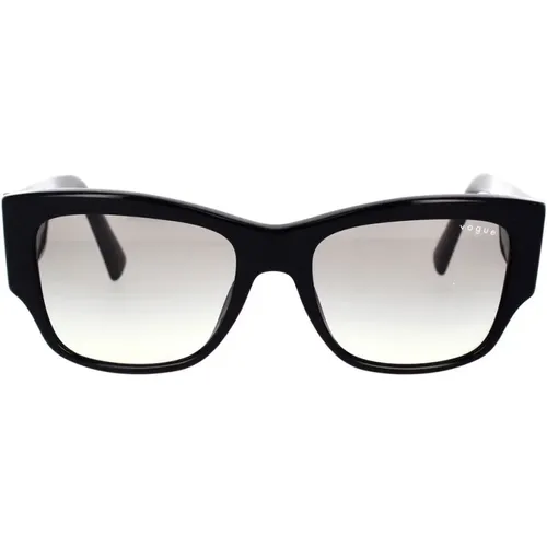 Quadratische Sonnenbrille mit schwarzem Rahmen und grauen Verlaufsgläsern - Vogue - Modalova