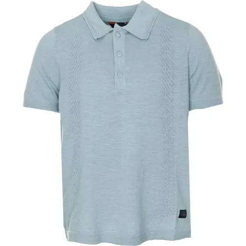 De Gênes, Sommer-Strick Poloshirt mit Verschiedenen Mustern , Herren, Größe: L - Blue de Gênes - Modalova